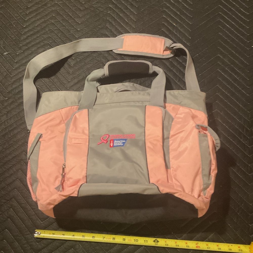 Gray and Pink Breast Cancer Tote Bag